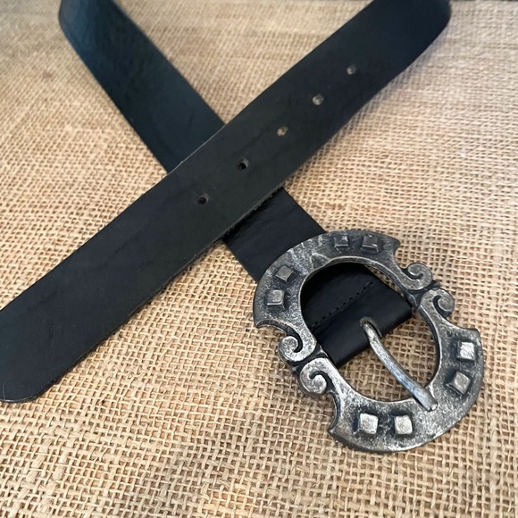 Streets Ahead for Neiman Marcus Black Leather and Suede Belt L - LARGE Neiman Marcus Crystal Studded Sueded Black Leather Belt by  main image 4